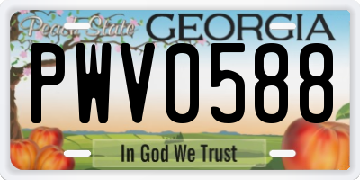 GA license plate PWV0588