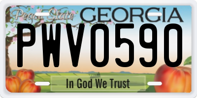 GA license plate PWV0590