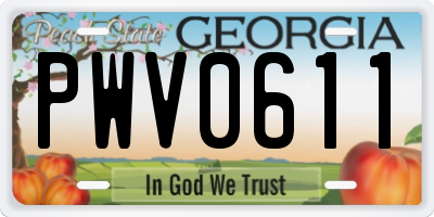 GA license plate PWV0611