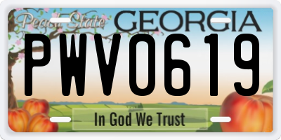GA license plate PWV0619
