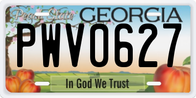 GA license plate PWV0627