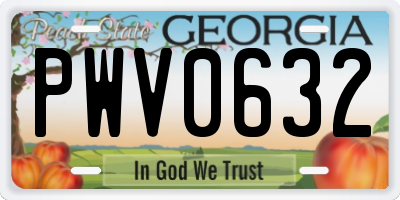 GA license plate PWV0632
