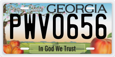 GA license plate PWV0656