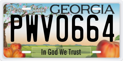 GA license plate PWV0664