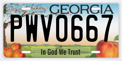 GA license plate PWV0667