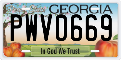 GA license plate PWV0669
