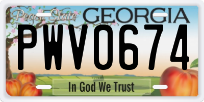 GA license plate PWV0674