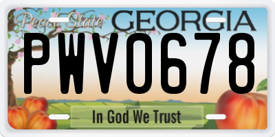 GA license plate PWV0678