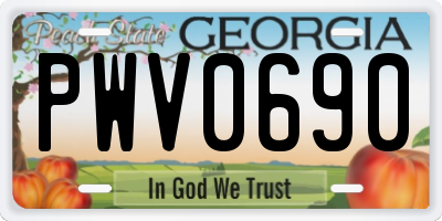 GA license plate PWV0690