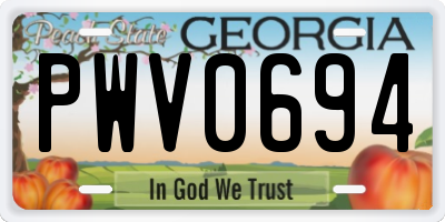 GA license plate PWV0694