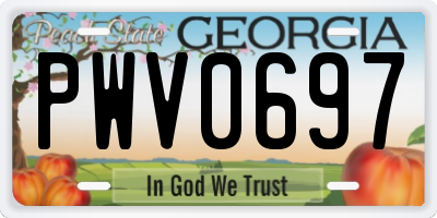 GA license plate PWV0697