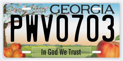 GA license plate PWV0703