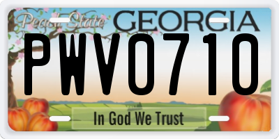 GA license plate PWV0710