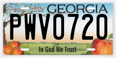 GA license plate PWV0720