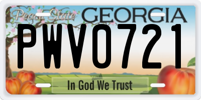 GA license plate PWV0721