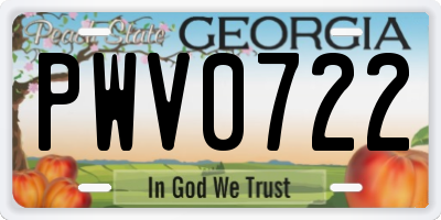 GA license plate PWV0722
