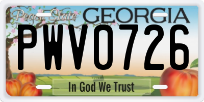 GA license plate PWV0726