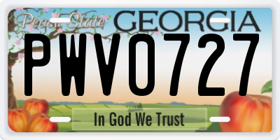 GA license plate PWV0727
