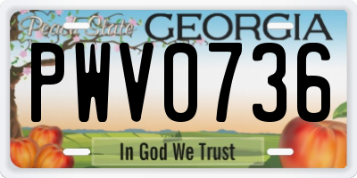 GA license plate PWV0736