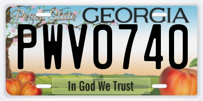 GA license plate PWV0740