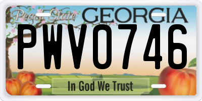 GA license plate PWV0746