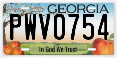 GA license plate PWV0754
