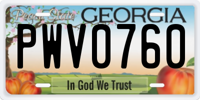 GA license plate PWV0760
