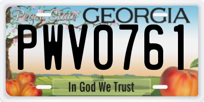 GA license plate PWV0761