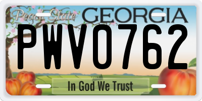GA license plate PWV0762
