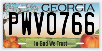 GA license plate PWV0766