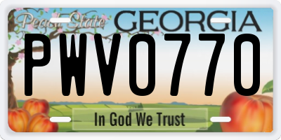 GA license plate PWV0770