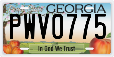 GA license plate PWV0775