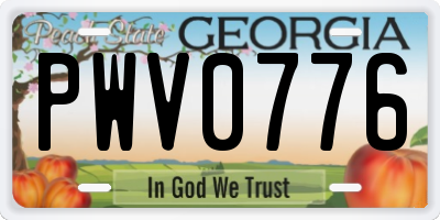 GA license plate PWV0776