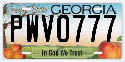 GA license plate PWV0777