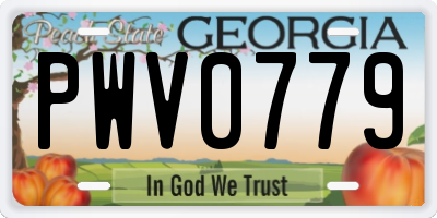 GA license plate PWV0779