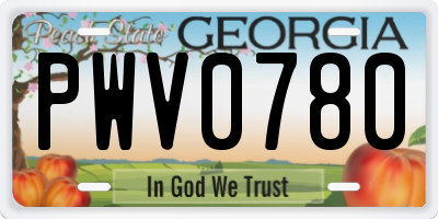 GA license plate PWV0780