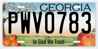 GA license plate PWV0783