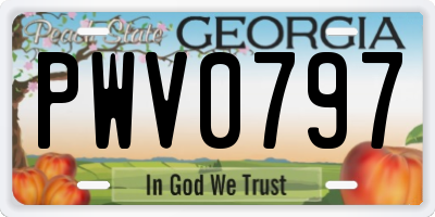 GA license plate PWV0797