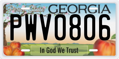 GA license plate PWV0806