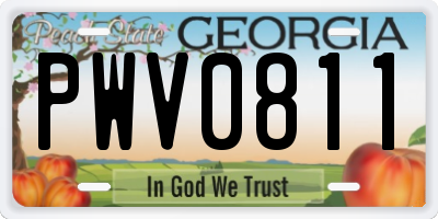 GA license plate PWV0811