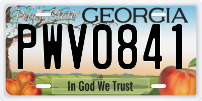 GA license plate PWV0841