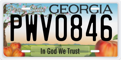 GA license plate PWV0846