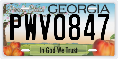 GA license plate PWV0847