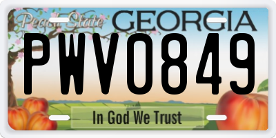 GA license plate PWV0849