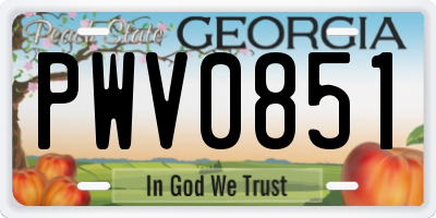 GA license plate PWV0851