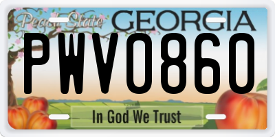 GA license plate PWV0860