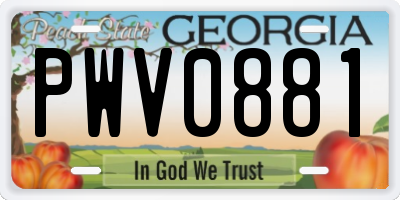 GA license plate PWV0881