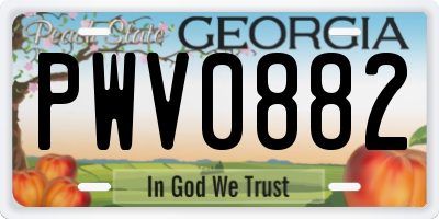 GA license plate PWV0882