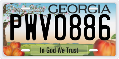 GA license plate PWV0886