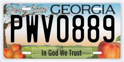 GA license plate PWV0889